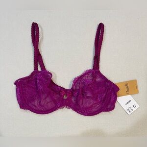Chantelle Opera Collection Lace Demi Bra in Tyrian Pink Size 32C NWT